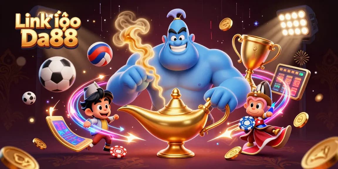Bet big and win with Link vào Da88 in this energetic illustration depicting a lively casino atmosphere.