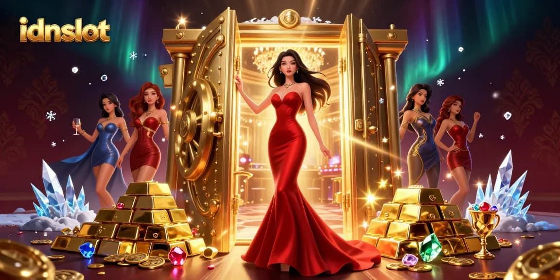Engage with idnslot and win big in this vibrant VIP casino scene with treasures and luxury.