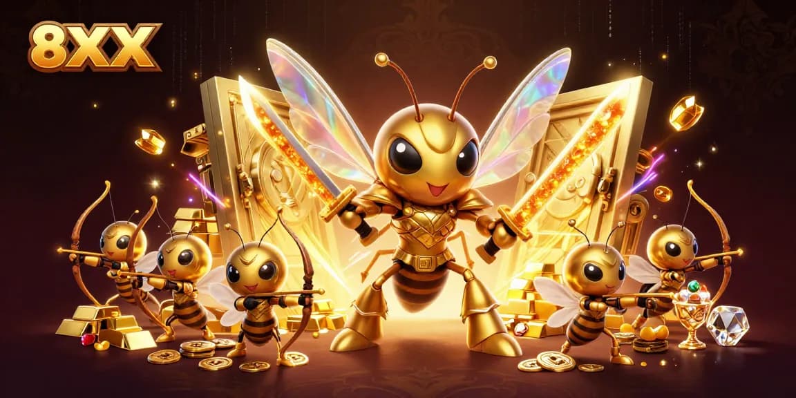 Engage in thrilling betting experiences with 8XX through eye-catching golden hornet gaming illustrations.