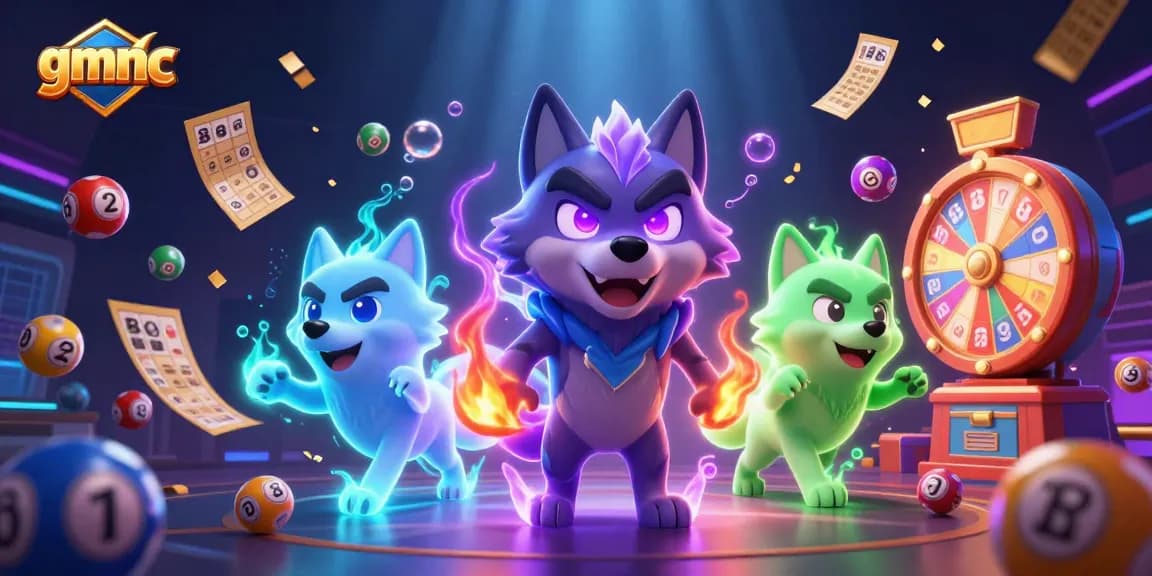Experience excitement and wins with gmnc in this vibrant 3D gambling illustration.