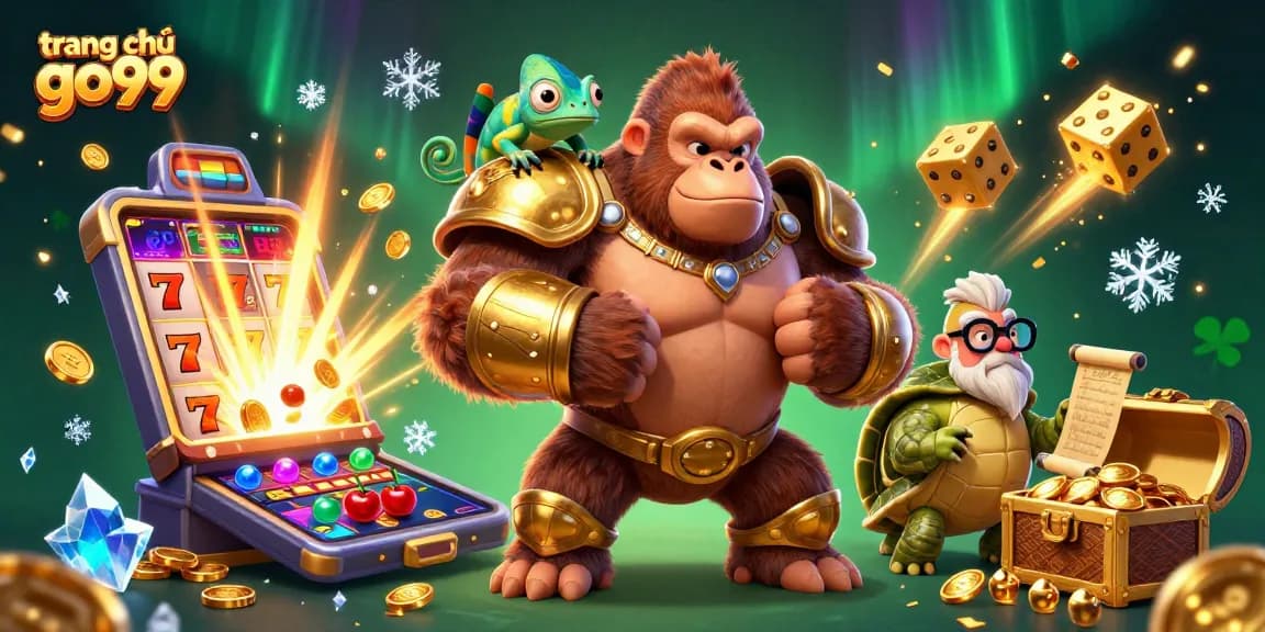 Engage with trang chủ go99’s dynamic gaming scene featuring a gorilla king and vibrant casino elements.