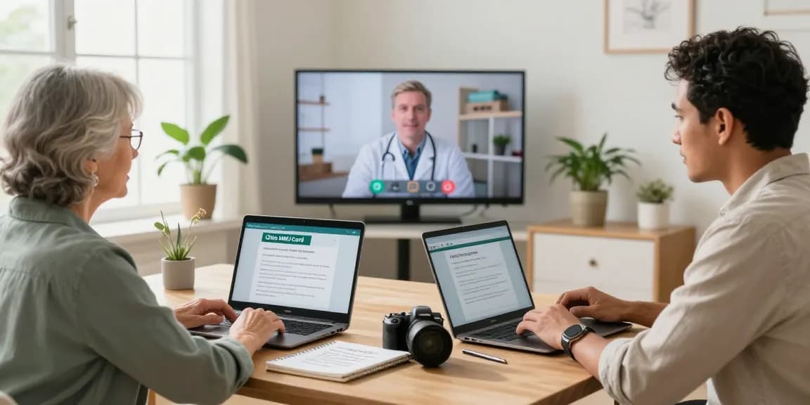 Ohio MMJ Card online consultation in a welcoming home office with licensed doctor, showcasing support for patients.