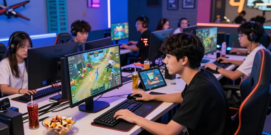 B52 game players enjoying an immersive online gaming experience in a vibrant environment, showcasing excitement and camaraderie.