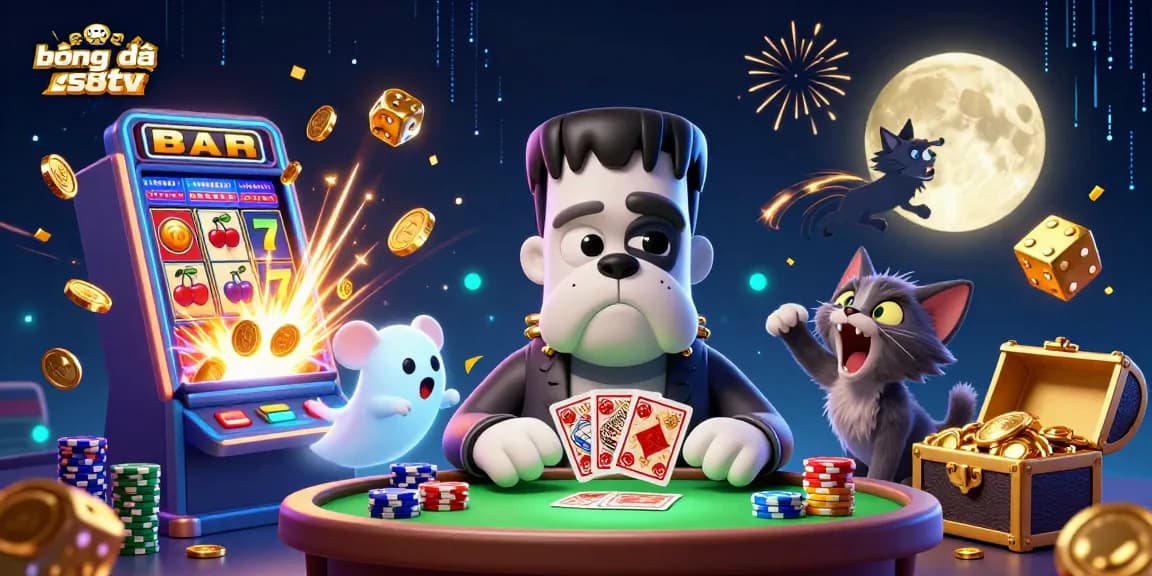 Engage in thrilling action with trực tiếp bóng đá s8tv live streaming, showcasing vibrant casino elements and energetic characters.