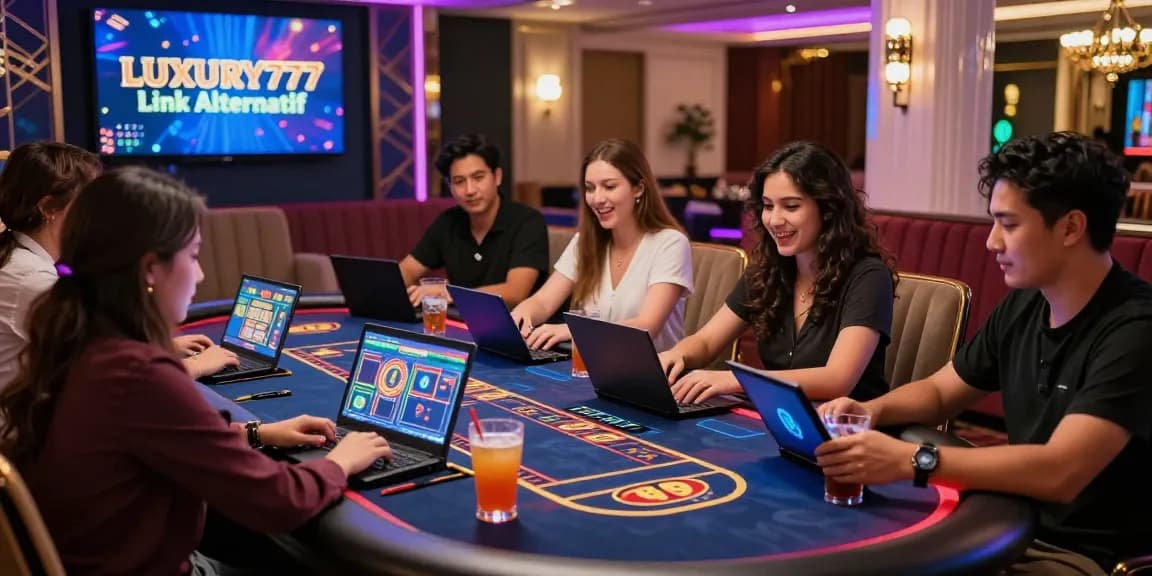 Pengguna menikmati permainan di platform LUXURY777 Link Alternatif, atmosfer mewah dan ceria.