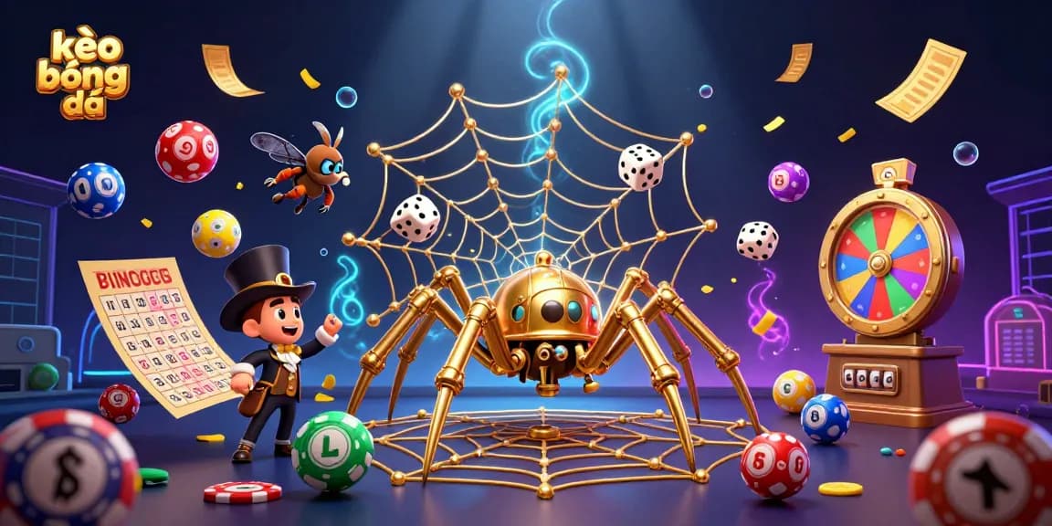 Catch thrilling kèo bóng đá excitement with a steampunk spider and dynamic lottery elements.
