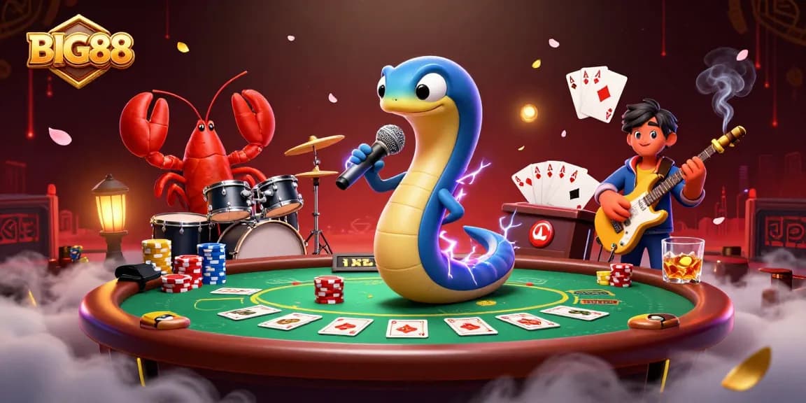 Experience the excitement at BIG88 with a vibrant casino scene featuring unique underwater characters.