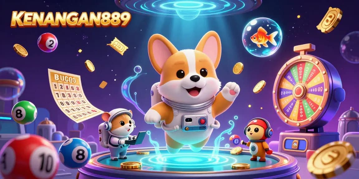 Experience the thrills of KENANGAN889 with vibrant casino gaming elements in a dynamic, interactive scene.
