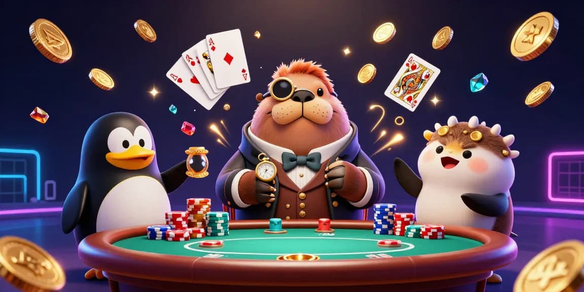 Play a winning game at uu88 with a jolly walrus in a Victorian outfit bluffing at a poker table.