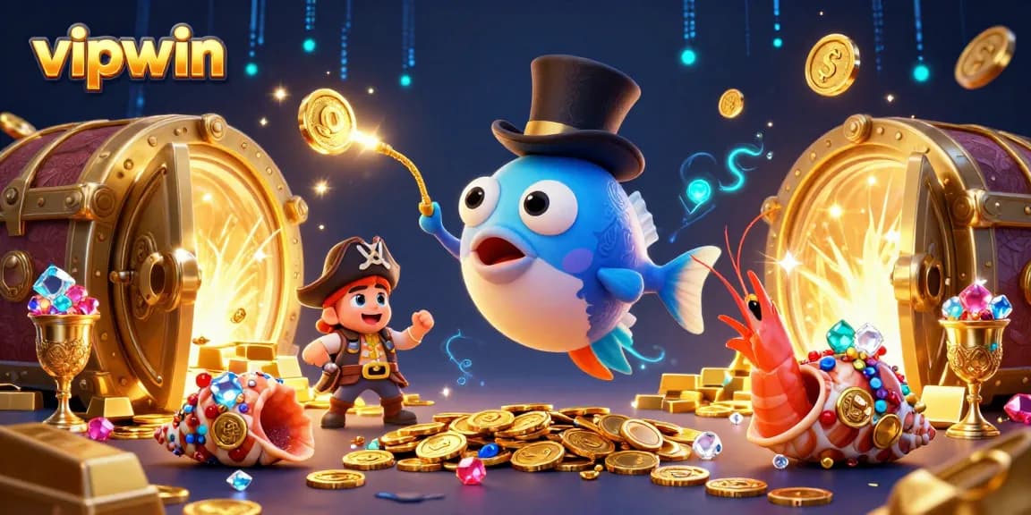 Engage with vipwin's world of thrill and treasure in a vibrant 3D casino undersea scene.