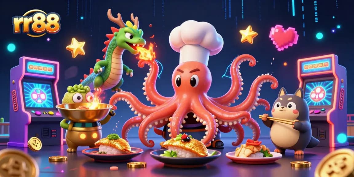 Play fun games and win big at rr88 casino, featuring vibrant characters and colorful game elements.