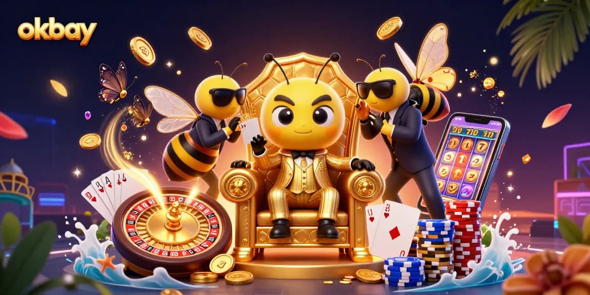 Spin and win at okbay with virtual slot reels and dazzling casino elements.