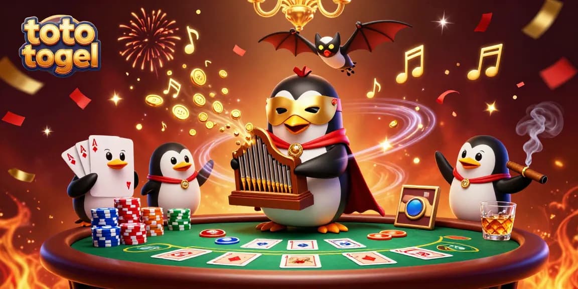 Experience the excitement of toto togel with a vibrant 3D casino scene featuring playful characters.