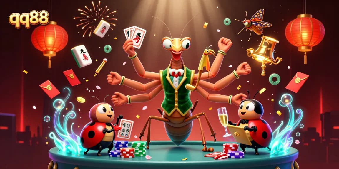 Experience the thrilling world of qq88 with vibrant characters and casino elements, promoting exciting gameplay.