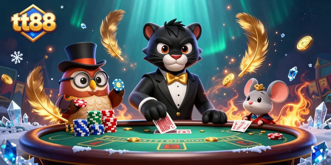 Experience thrilling poker action with tt88's stylish characters and dynamic casino elements.