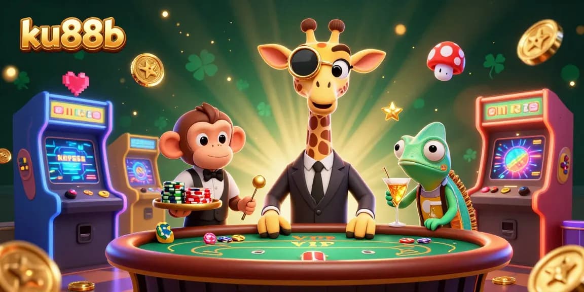 Experience excitement at ku88b’s lively casino with a high-roller giraffe and vibrant games.