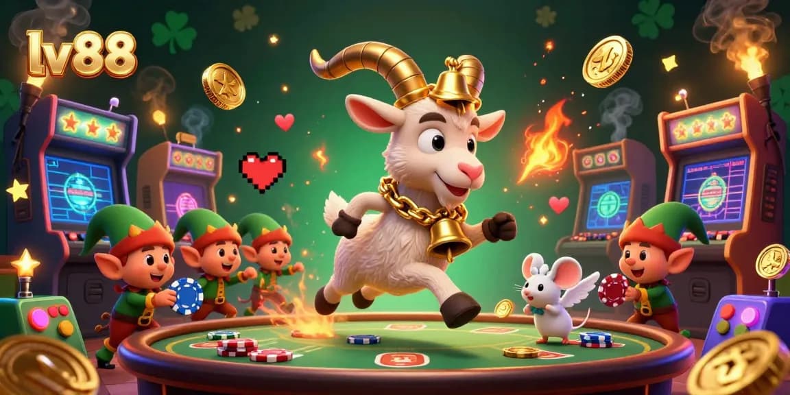 lv88 invites players to a vibrant casino scene with cartoon characters and dynamic gaming elements.