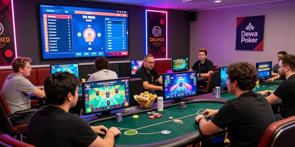 Exciting Agen Poker Online tournament scene with players engaged in competitive gameplay, showcasing vibrant graphics and prize leaderboards.