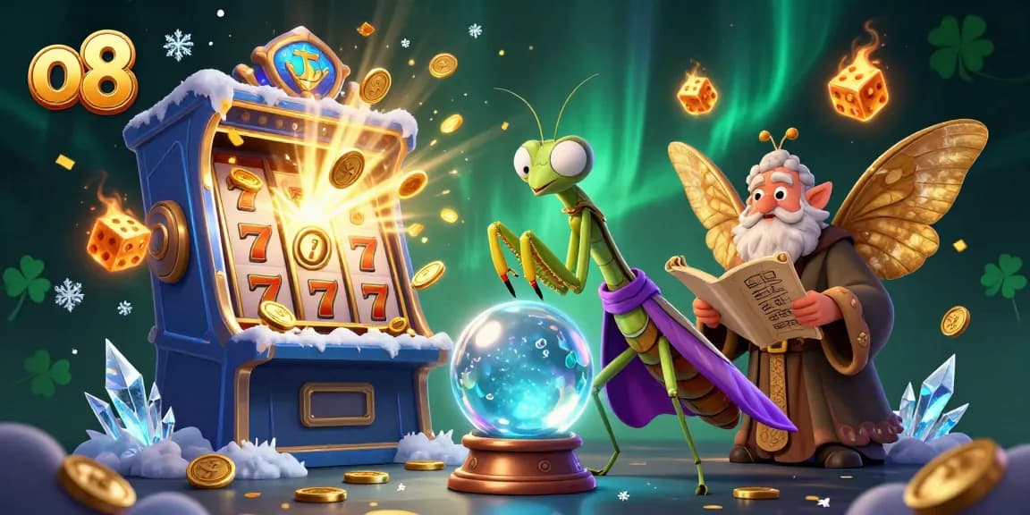 Experience thrilling jackpots with O8's lively 3D casino scene featuring fortune tellers and dynamic game elements.