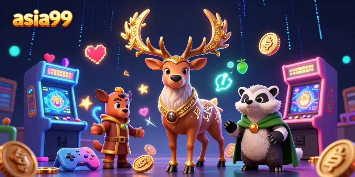 Experience the thrilling world of asia99 with vibrant arcade elements and magical characters.