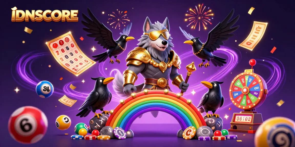 Experience IDNSCORE's exciting visual journey through a vibrant casino scene with magical elements.