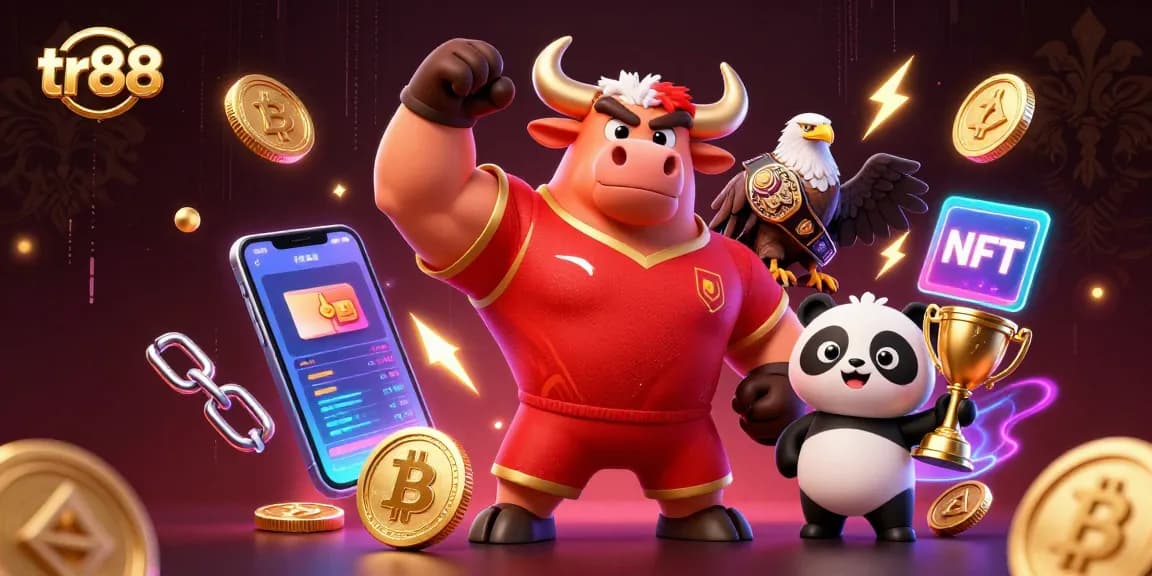 Win big with tr88 at this vibrant 3D casino scene featuring champions and exciting gaming elements.