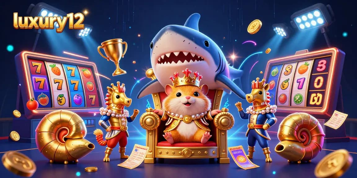 Experience luxury12 gaming with a golden hamster king and vibrant slot elements.