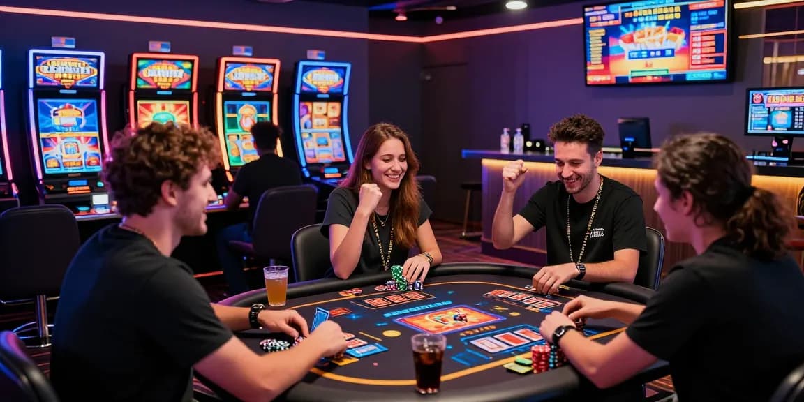 Exciting scene of players enjoying credit card casinos with modern slot machines and gaming tables.