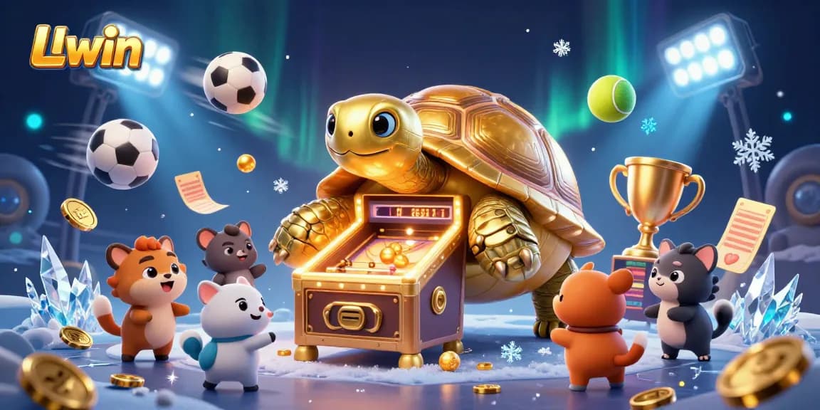 Engage in thrilling gameplay at Llwin with a vibrant 3D casino scene featuring dynamic golden tortoise pinball.