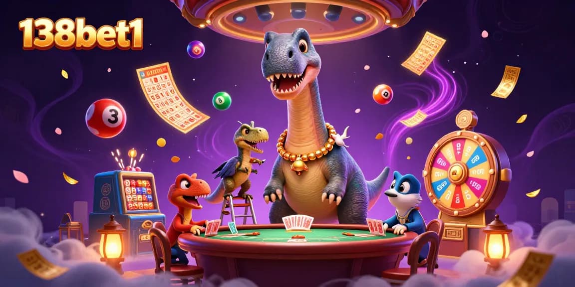 Engage in thrilling gameplay at 138bet1 with a dynamic 3D casino scene featuring exciting lottery elements.