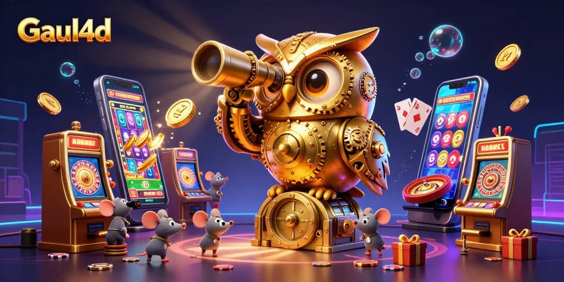 Experience thrilling gameplay with Gaul4d as the clockwork owl oversees the jackpot action.