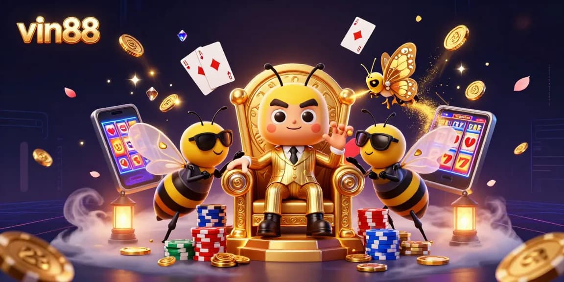 Win big with vin88 in this vibrant 3D casino scene showcasing exciting gaming elements.