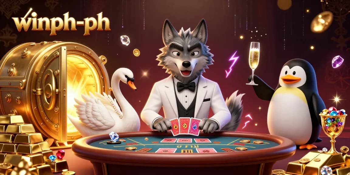 Experience the excitement at winph-ph with 3D characters indulging in a lavish gaming scene.