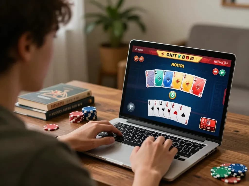 Engaging online gaming at home with the 88vvgo digital casino platform displayed on the screen.