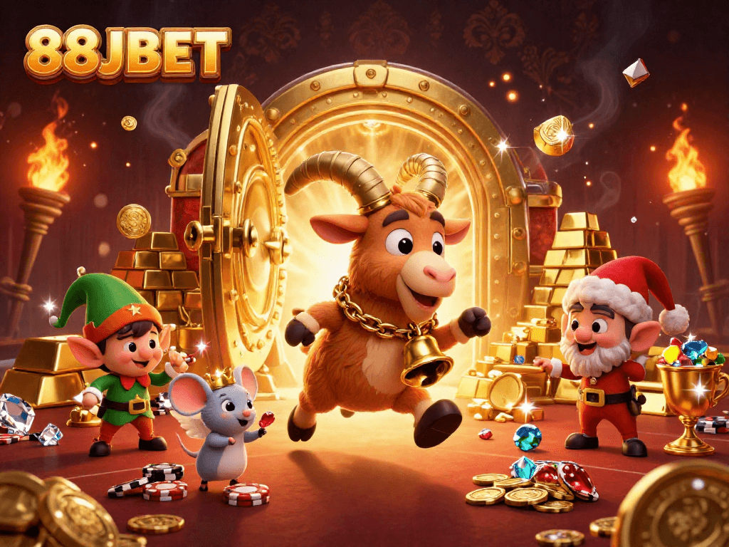 Experience thrilling gameplay at 88JBET, featuring vibrant characters in a dynamic casino scene.