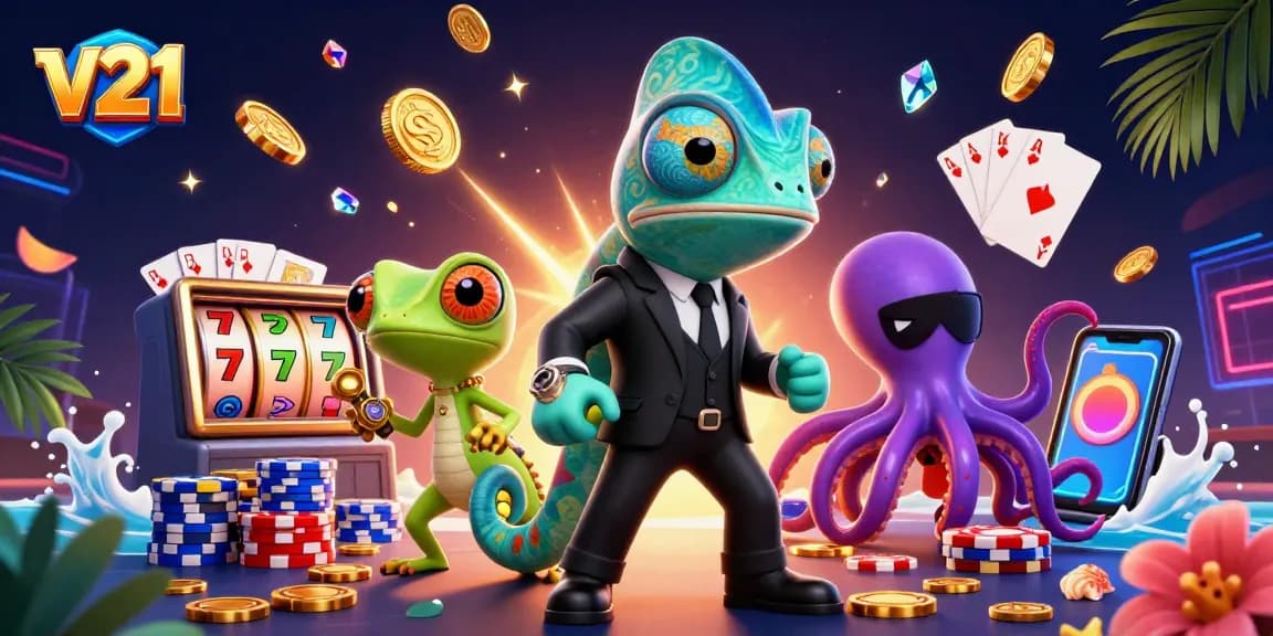 Permainan slot teratas di v21 dengan chameleon agen rahasia, gecko pintar, dan monster gurita!