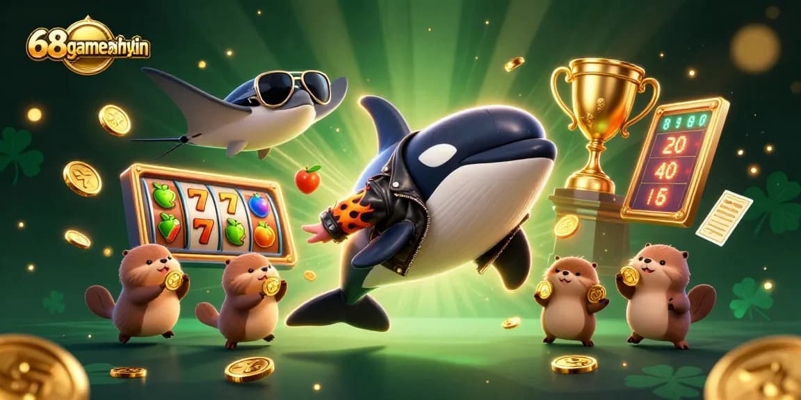 Experience exciting gaming action at 68gamebai-uytin with vibrant 3D characters playing casino games.