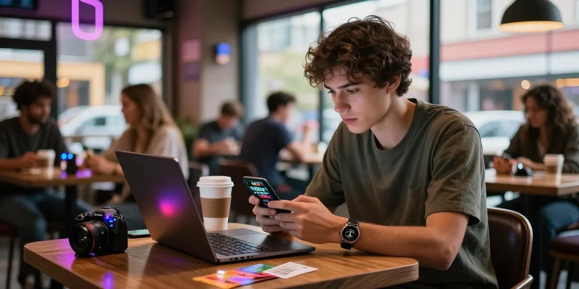 Proses Cara Login LUXURY777 di perangkat mobile sambil menikmati kopi di kafe.