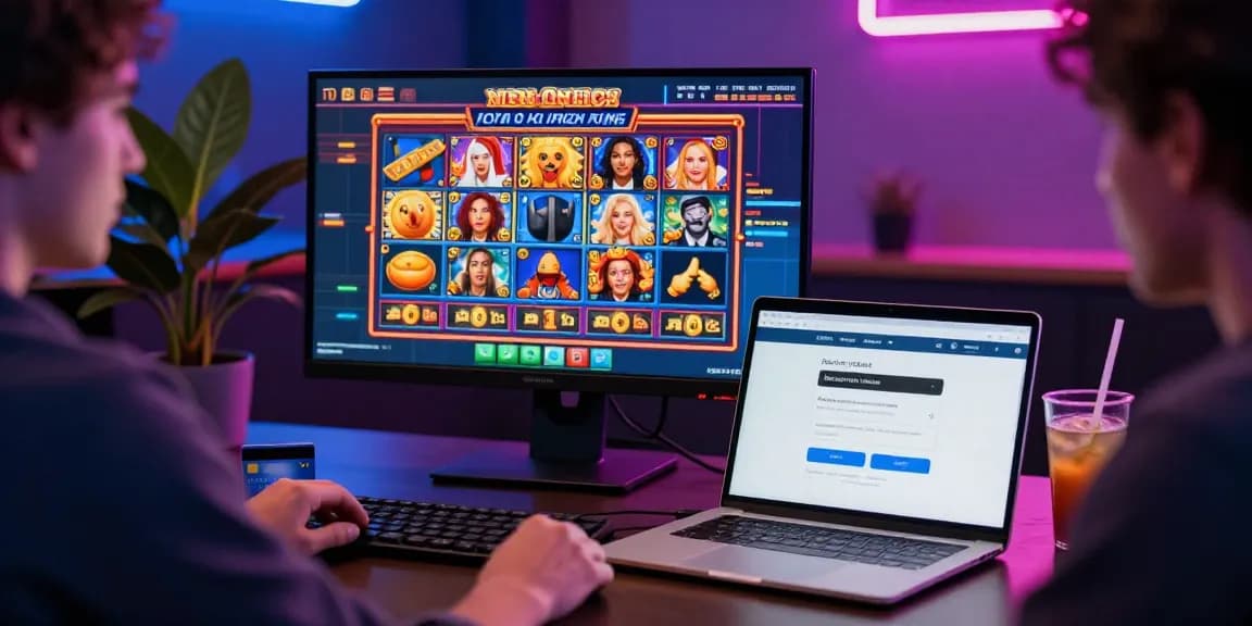 Player enjoying online gaming at casinos that accept credit cards with vibrant slot games displayed.