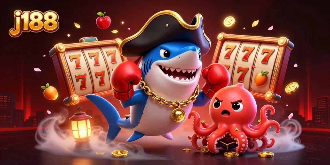 Experience thrilling j188 slots with exciting characters and captivating visuals in this vibrant illustration.
