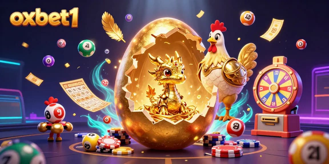 Experience thrilling action with oxbet1 as a golden baby dragon guards poker chips amidst vibrant casino elements.