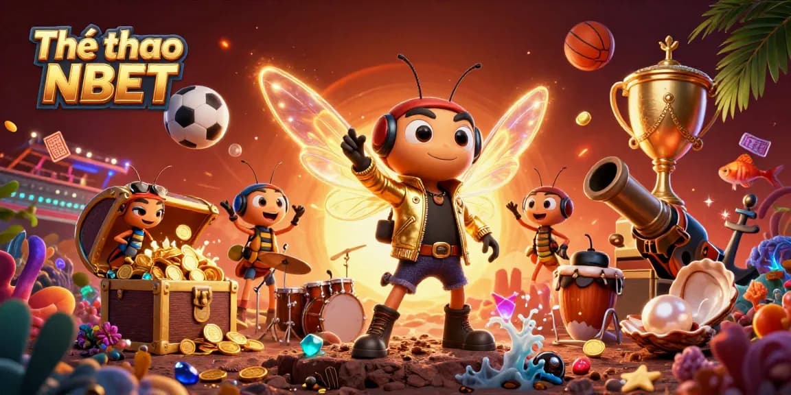 Engage with Thể thao NBET sports action featuring a rock star cicada and dynamic game elements.