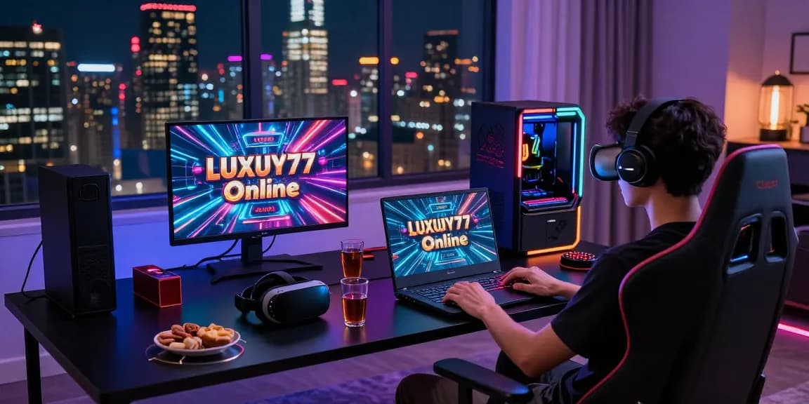 Menikmati LUXURY777 Online di sudut permainan elegan dengan suasana kota yang dinamis.