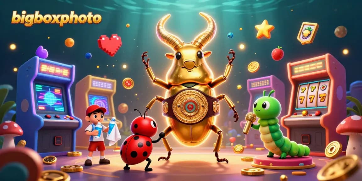 Engage in bigboxphoto's vibrant casino-themed adventure with dynamic characters and glowing game elements.