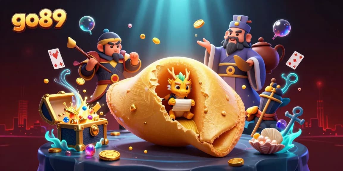 Play slots and win big with go89 in a vibrant, animated 3D scene depicting fortune and fun.