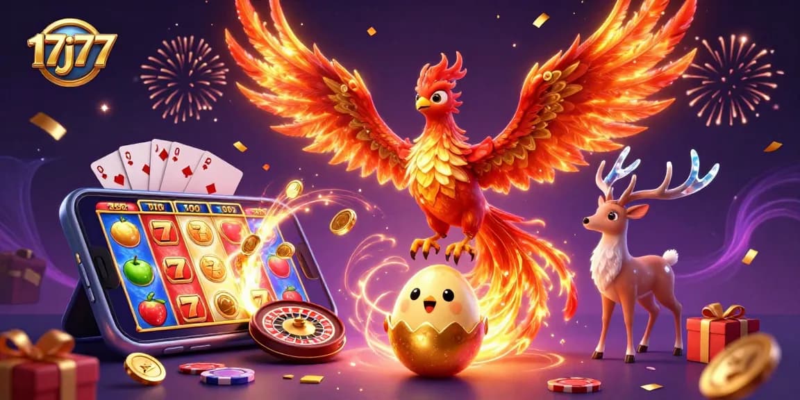 Experience thrilling wins at 17j77 with slot games featuring phoenix elements and vibrant casino activity.