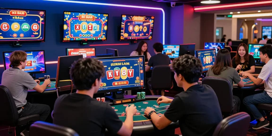 Engaged players experiencing game bài đổi thưởng in a dynamic virtual casino environment, showcasing excitement and diversity.