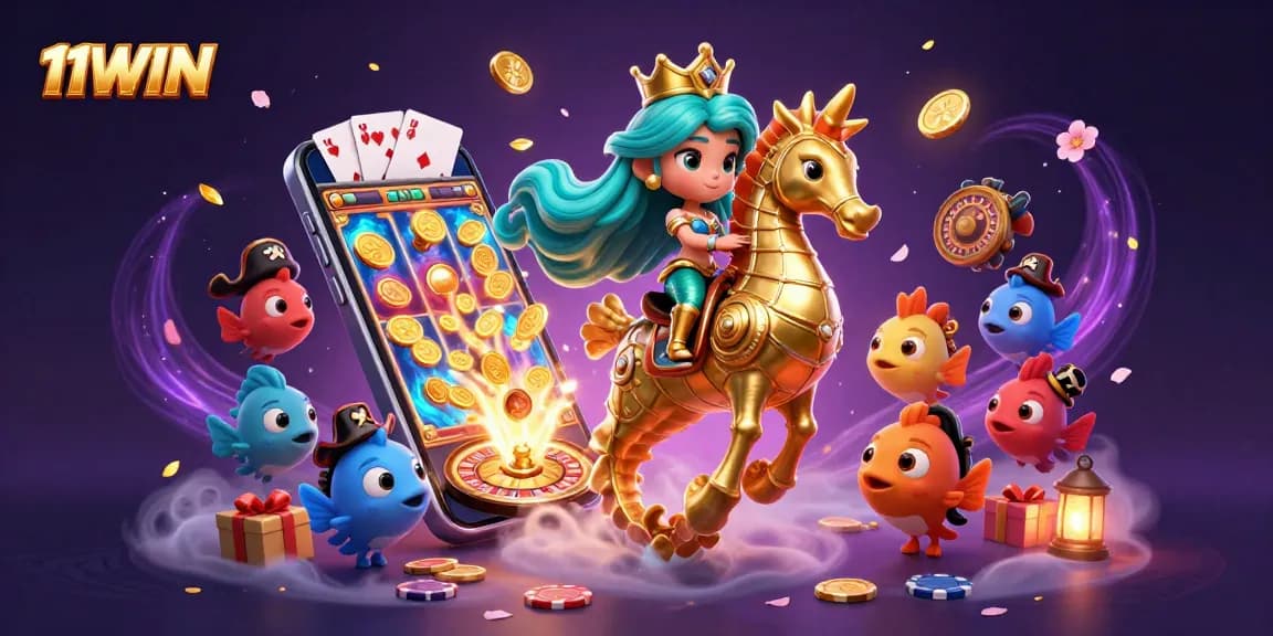 Experience the excitement of 11WIN with a captivating mermaid scene featuring casino elements.