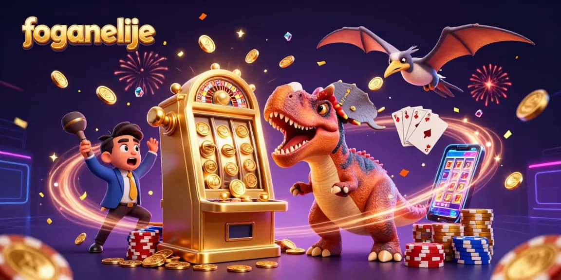Experience foganelije excitement with a thrilling illustration of dinosaurs at a casino jackpot!