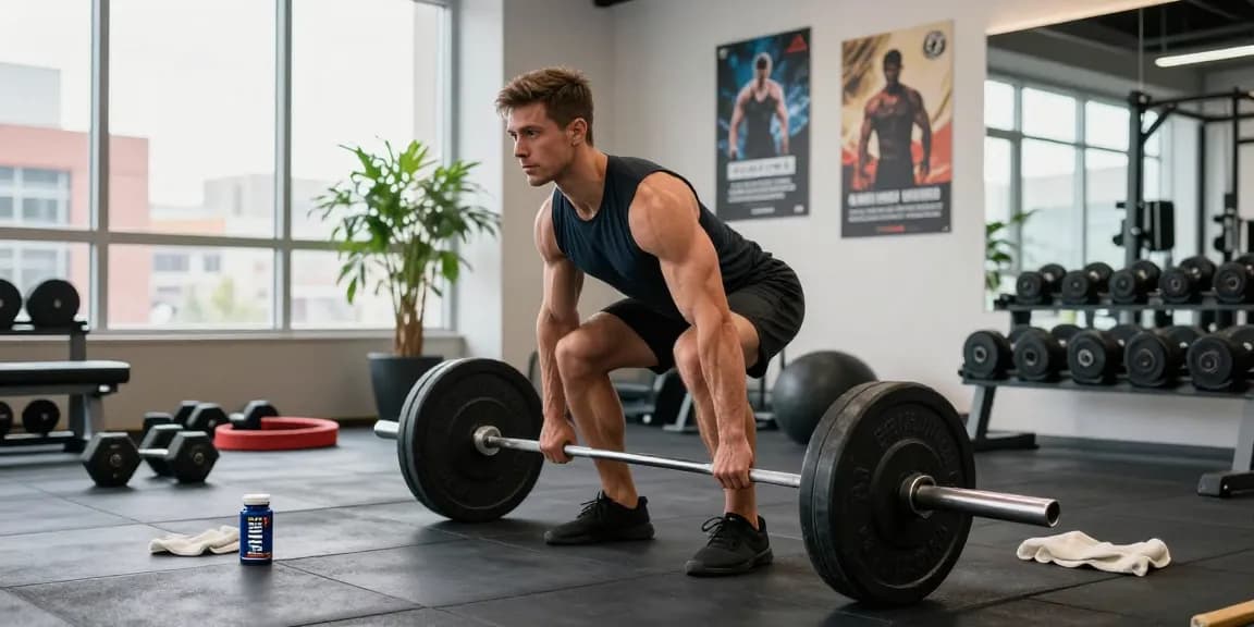 Bodybuilder training in a modern gym using Prime Pharma Steroiden for performance enhancement.